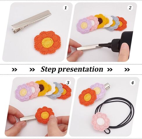 FINGERINSPIRE 100 PCS 5 Colors Crochet Flowers Applique 1inch Sewing Flowers Cloth Patches Handmade Knitted Flowers Patches Crocheted Floral Costume Accessories for Clothing Repair DIY Craft Decor in Saudi Arabia
