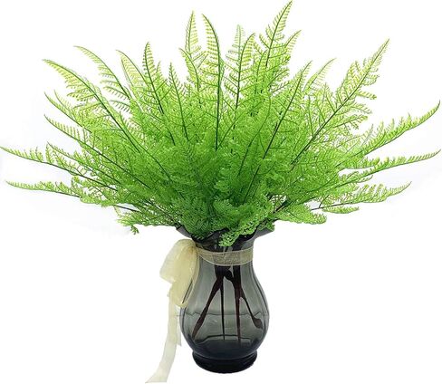 Fake Plants Artificial Shrubs, Plastic Greenery Grass Bushes Foliage Home Garden Christmas Decorations Office Kitchen Room House Outdoor Indoor Wedding DIY Decor Decoration Planter Filler - 6 Pack in Saudi Arabia