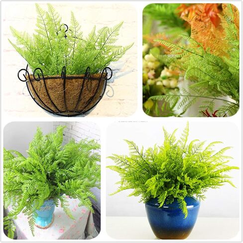 Fake Plants Artificial Shrubs, Plastic Greenery Grass Bushes Foliage Home Garden Christmas Decorations Office Kitchen Room House Outdoor Indoor Wedding DIY Decor Decoration Planter Filler - 6 Pack in Saudi Arabia