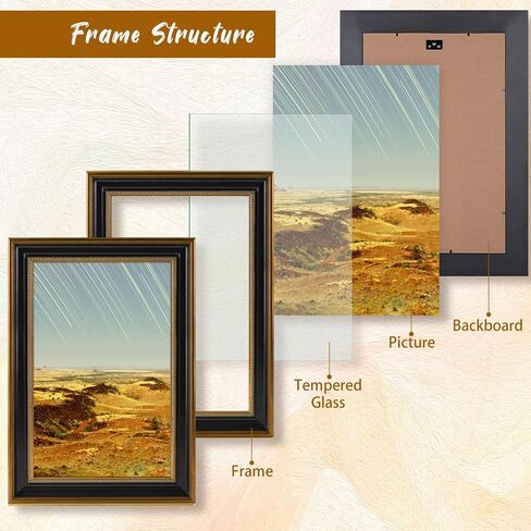 Golden State Art, 11x17 Picture Frame Without Mat to Display 11x17 Photo/Print/Poster Wall Mounting Horizontally and Vertically (Ornate Gold & Black Color, 1-Pack) in Saudi Arabia