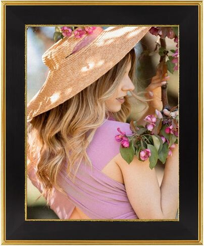 Golden State Art، إطار صورة مقاس 11 × 17 بدون حصيرة لعرض صورة/طباعة/ملصق مقاس 11 × 17 مثبتًا على الحائط أفقيًا وعموديًا (لون ذهبي وأسود مزخرف، عبوة واحدة) in Saudi Arabia