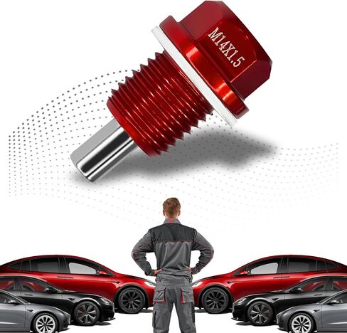 M14x1.5 سدادة تصريف الزيت المغناطيسية، طقم إصلاح قابس تصريف الزيت من الألومنيوم مع حشوات غسالة السحق، مسمار صامولة تصريف الزيت لمعظم سيارات فورد، جنرال موتورز، هيونداي، كيا، أكورد، سيفيك، أوديسي، الدراجات النارية (أحمر) in Kuwait