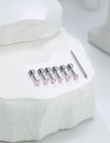 16G F136 Titanium Lip Rings CZ Labret Jewelry Internally Threaded Monroe Lip Ring Medusa Snake Bite Piercing Jewelry Conch Tragus Forward Helix Cartilage Earring Studs Piercing Jewelry in Kuwait