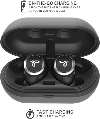 Jaybird RUN True Wireless Headphones for Running, Secure Fit, Sweat-Proof and Water Resistant, Custom Sound, 12 Hours In Your Pocket, Music + Calls (Jet) (Renewed) in Saudi Arabia