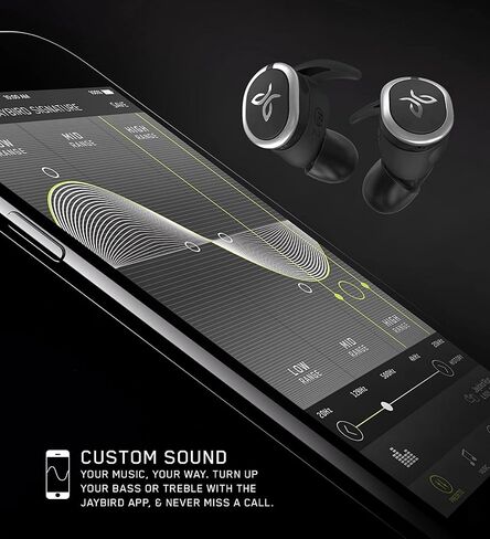 Jaybird RUN True Wireless Headphones for Running, Secure Fit, Sweat-Proof and Water Resistant, Custom Sound, 12 Hours In Your Pocket, Music + Calls (Jet) (Renewed) in Saudi Arabia