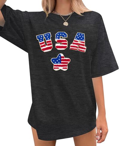 Oversized USA Shirt Patriotic Tshirt - Women American Flag Shirts 4th of July Tee Independence Day Casual Tee Tops in Saudi Arabia