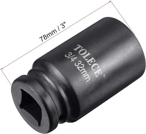 uxcell 3/4-Inch Drive 19mm 12-Point Deep Impact Socket, CR-MO Steel 78mm Length, Metric Sizes in Saudi Arabia