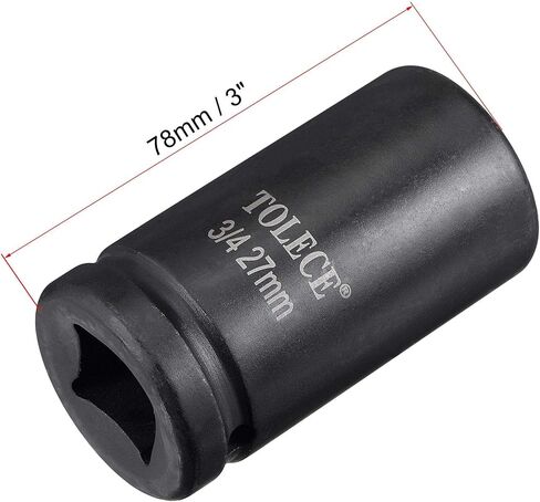 uxcell 3/4-Inch Drive 19mm 12-Point Deep Impact Socket, CR-MO Steel 78mm Length, Metric Sizes in Saudi Arabia