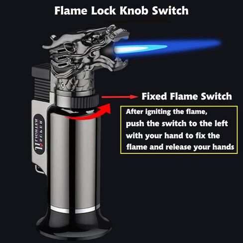 Torch Lighter, 2 Pack Butane Refillable Jet Flame Dragon Lighter with Lockable Function, Adjustable Flame Windproof Lighters for Camping Grill Baking Soldering Cooking Welding BBQ (without Butane) in Saudi Arabia