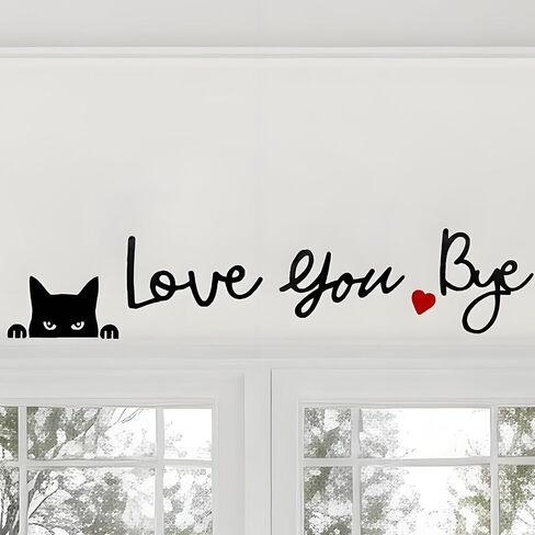 Love You Bye Wood Signs Wall Decor 30",Home Decor with Cats Cute Signs,Modern Entryway Hallway Wall Boho Art Decorations Express Love and Warm Family Door Decor Sign in Saudi Arabia