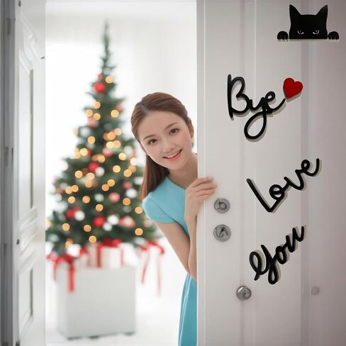 Love You Bye Wood Signs Wall Decor 30",Home Decor with Cats Cute Signs,Modern Entryway Hallway Wall Boho Art Decorations Express Love and Warm Family Door Decor Sign in Saudi Arabia
