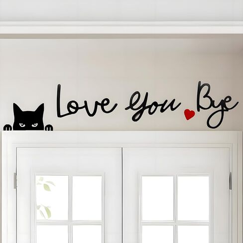 Love You Bye Wood Signs Wall Decor 30",Home Decor with Cats Cute Signs,Modern Entryway Hallway Wall Boho Art Decorations Express Love and Warm Family Door Decor Sign in Saudi Arabia
