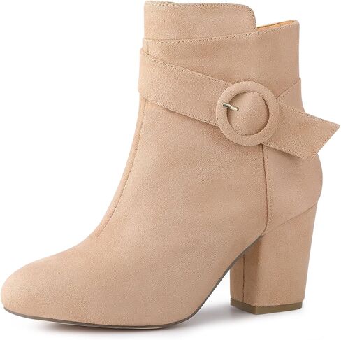 Allegra K Women's Round Toe Block Heel Boots Ankle Booties in Saudi Arabia