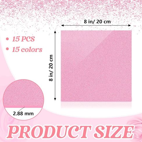 Fabbay 15 Pcs Glitter Acrylic Sheets Colored Translucent Glitter Plastic Sheet with 1/8 Inch Thickness Glossy Acrylic Blanks for Laser Cutting Art Craft Sawing Engraving DIY Decoration (8 x 8 Inch) in Saudi Arabia
