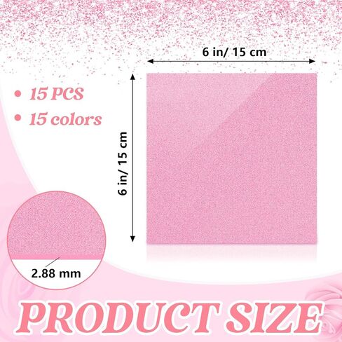 Fabbay 15 Pcs Glitter Acrylic Sheets Colored Translucent Glitter Plastic Sheet with 1/8 Inch Thickness Glossy Acrylic Blanks for Laser Cutting Art Craft Sawing Engraving DIY Decoration (8 x 8 Inch) in Saudi Arabia