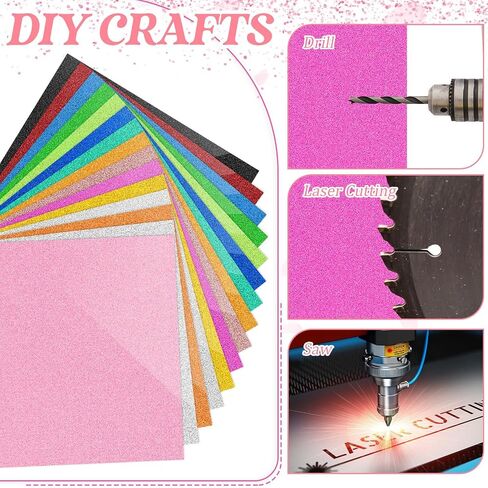 Fabbay 15 Pcs Glitter Acrylic Sheets Colored Translucent Glitter Plastic Sheet with 1/8 Inch Thickness Glossy Acrylic Blanks for Laser Cutting Art Craft Sawing Engraving DIY Decoration (8 x 8 Inch) in Saudi Arabia
