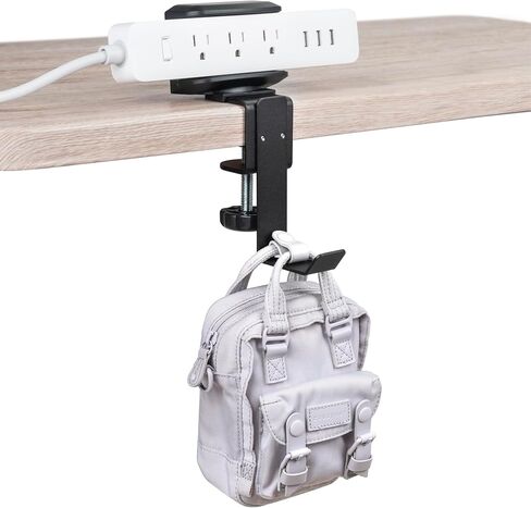 EHO Desk Clamp Power Strip Mount Holder with Bag Hook, Headphone Arm, 180° Rotatable Adjustable Under Desk Cable Management Organizer for Table, Office, Work Bench, No Drill Fits 1.6" to 2.4" Width in Kuwait