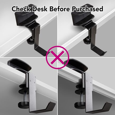 EHO Desk Clamp Power Strip Mount Holder with Bag Hook, Headphone Arm, 180° Rotatable Adjustable Under Desk Cable Management Organizer for Table, Office, Work Bench, No Drill Fits 1.6" to 2.4" Width in Kuwait