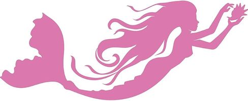 Giant Large Mermaid Wall Decal Wall Stickers Decorative Peel & Stick Mermaid Wall Decor Art for Girl's Bedroom Nursery Bathroom Decoration, Black Color, 34" (W) × 14"(H) in Saudi Arabia
