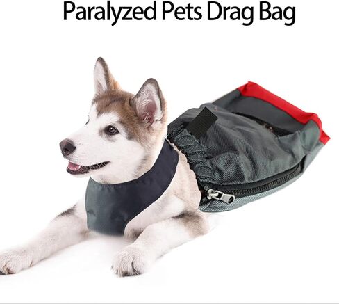 Dog Drag Bag, Dog Walking Scooter, Breathable Oxford Fabric Pet Drag Bag for Paralyzed Disabled Back Rear Legs Dog, Anti Scratch Wheelchair Auxiliary Protect Bag for Disabled Pet(L) in Saudi Arabia