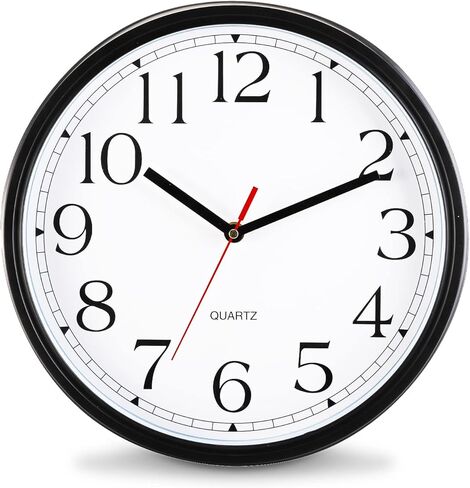 ساعة حائط صامتة من ديكونوي، ساعات حائط سوداء مقاس 12 بوصة تعمل ببطارية كوارتز، ساعة كلاسيكية مستديرة غير موقوتة لحركة اكتساح المدرسة والمكتب المنزلي، سهلة القراءة in Kuwait
