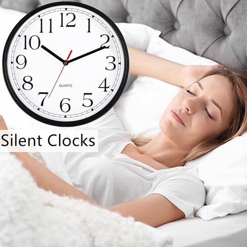 ساعة حائط صامتة من ديكونوي، ساعات حائط سوداء مقاس 12 بوصة تعمل ببطارية كوارتز، ساعة كلاسيكية مستديرة غير موقوتة لحركة اكتساح المدرسة والمكتب المنزلي، سهلة القراءة in Kuwait