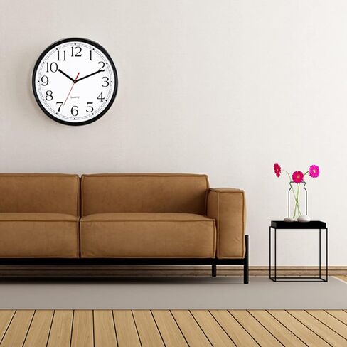 ساعة حائط صامتة من ديكونوي، ساعات حائط سوداء مقاس 12 بوصة تعمل ببطارية كوارتز، ساعة كلاسيكية مستديرة غير موقوتة لحركة اكتساح المدرسة والمكتب المنزلي، سهلة القراءة in Kuwait