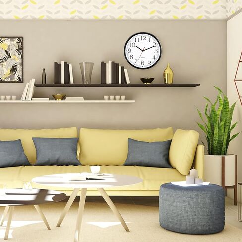 ساعة حائط صامتة من ديكونوي، ساعات حائط سوداء مقاس 12 بوصة تعمل ببطارية كوارتز، ساعة كلاسيكية مستديرة غير موقوتة لحركة اكتساح المدرسة والمكتب المنزلي، سهلة القراءة in Kuwait