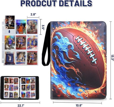 Football Card Binder 900 Pockets - Trading Card Binder 9 Pockets with 3 Rings for Collecting and Protecting Your Sports Cards Sports Card Binder in Saudi Arabia