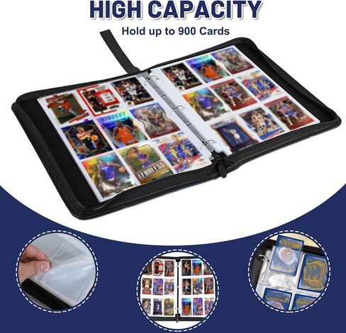 Football Card Binder 900 Pockets - Trading Card Binder 9 Pockets with 3 Rings for Collecting and Protecting Your Sports Cards Sports Card Binder in Saudi Arabia