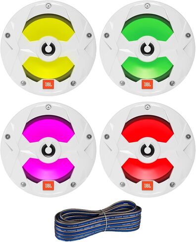 6.5" 225 Watt Peak Power 2-Way Marine Audio Multi-Color RGB LED Boat Speakers (Qty 4) 2 Pairs of OEM Replacement Speakers with 20ft Wire (RGB+Black) in Saudi Arabia