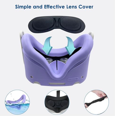 مجموعة غطاء سيليكون 6 في 1 لـ Oculus/Meta Quest 2_Black | تشتمل مجموعة الغطاء الواقي للواقع الافتراضي 6 في 1 على أغطية أزرار ومقابض تحكم وغطاء للوجه، وغطاء هيكلي، وغطاء عدسة، لجهاز Quest 2 in Kuwait