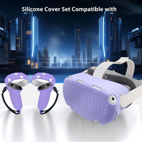 مجموعة غطاء سيليكون 6 في 1 لـ Oculus/Meta Quest 2_Black | تشتمل مجموعة الغطاء الواقي للواقع الافتراضي 6 في 1 على أغطية أزرار ومقابض تحكم وغطاء للوجه، وغطاء هيكلي، وغطاء عدسة، لجهاز Quest 2 in Kuwait
