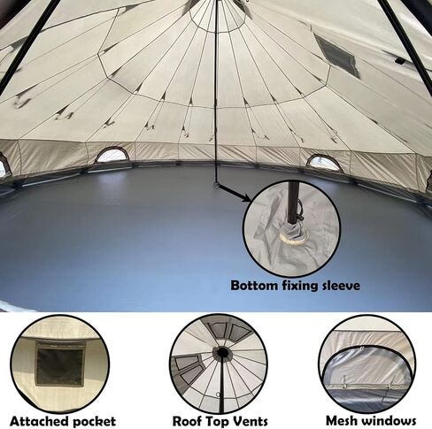DANCHEL OUTDOOR B2 Portable Yurt Tent for 4/8 Person Family Camping Tent UPF50+, 4 Season Bell Tent with Stove Jack Large Hot Tent 300D Oxford Yurt House for All Year Living Glamping, 4m/5m in Kuwait