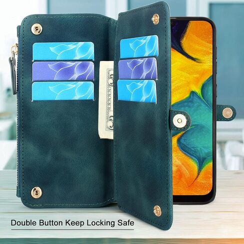 Lacass [Cards Theft Scan Protection Card Slots Holder Zipper Wallet Case Flip Leather Cover Wrist Strap Stand Carrying Pouch for Samsung Galaxy A20/A30/A50(Floral Purple) in Saudi Arabia