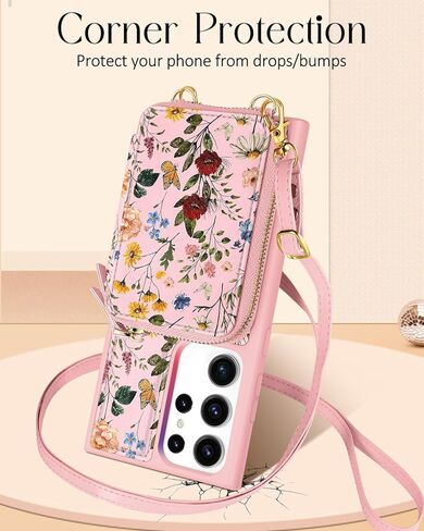 Shorogyt for Samsung Galaxy S23 Ultra Case Wallet Crossbody, RFID Blocking Card Holder Slots Designer Sun Moon Leather Handbag Purse Phone Cases with Lanyard for S23 Ultra in Kuwait