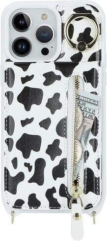 iphone 13 pro max case with strap, iPhone 13 pro max Case with Card Holder Credit Card Slots Crossbody with Zipper Case for iphone 13 pro max wallet case for women - Black in Kuwait