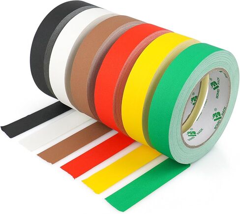 BOMEI PACK 6 Colors Gaffer Tape 1inch x 30yds, Matte Non-Reflective Theater Stage Tape, No Residue Hand Tear, for Cable, Photo Studio, Painters, Floors Marking Tape in Saudi Arabia