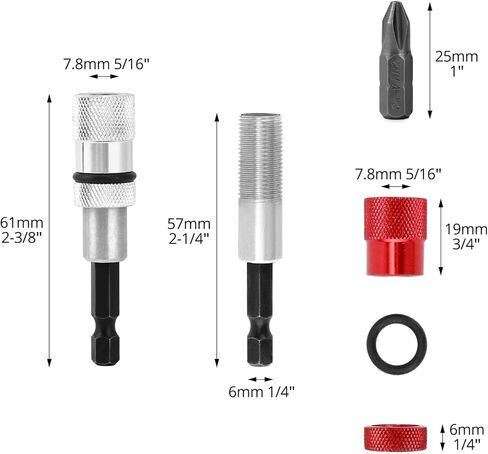 QWORK 2-Pack دريوال المسمار واضعة PH2 بت، المغناطيسي الصلب مفك دريوال بت مع طرف مغناطيسي و 1/4 "عرقوب سداسية، تحديد المواقع رأس دفعة، لمحرك الطاقة والحفر in Saudi Arabia