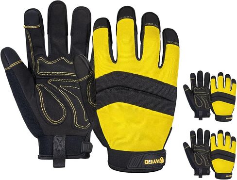 KAYGO Work Gloves For Men, KG125M Mechanic Utility Work Gloves for All Purpose, Excellent Grip, Heavy Duty, Improved Dexterity, Touch Screen, Large in Saudi Arabia