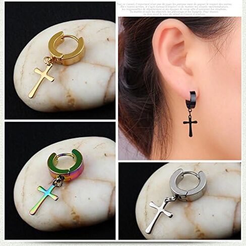 مجموعة 5 أزواج من الأقراط المصنوعة من الفولاذ المقاوم للصدأ المثقوبة والمتدليّة المتدلية كهدية للرجال والنساء in Kuwait