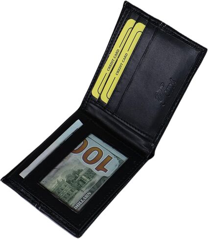 Tem's Collection Faux Leather Bifold Men's Wallet - Black Checkered in Saudi Arabia