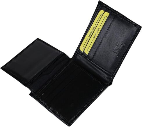 Tem's Collection Faux Leather Bifold Men's Wallet - Black Checkered in Saudi Arabia