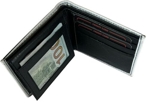 Tem's Collection Faux Leather Bifold Men's Wallet - Black Checkered in Saudi Arabia