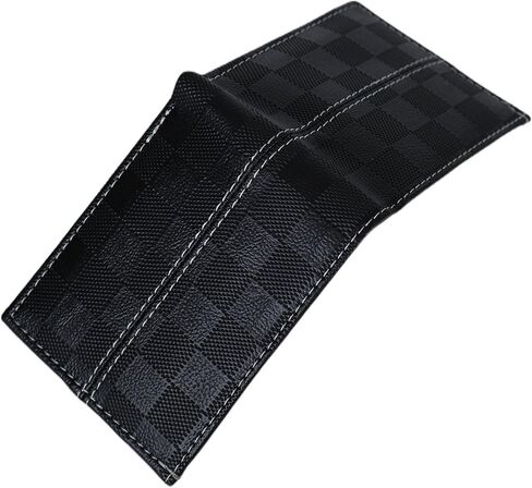 Tem's Collection Faux Leather Bifold Men's Wallet - Black Checkered in Saudi Arabia