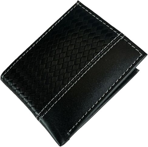 Tem's Collection Faux Leather Bifold Men's Wallet - Black Checkered in Saudi Arabia