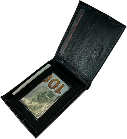 Tem's Collection Faux Leather Bifold Men's Wallet - Black Checkered in Saudi Arabia