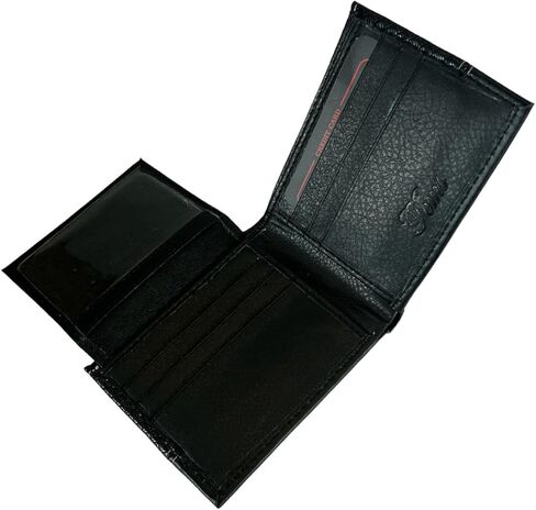 Tem's Collection Faux Leather Bifold Men's Wallet - Black Checkered in Saudi Arabia