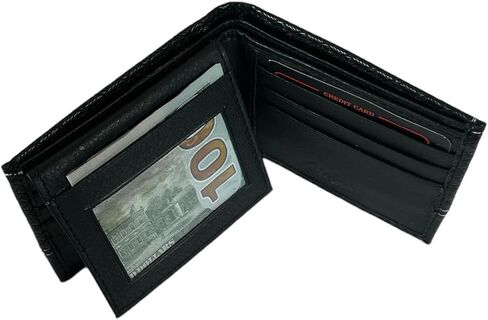 Tem's Collection Faux Leather Bifold Men's Wallet - Black Checkered in Saudi Arabia