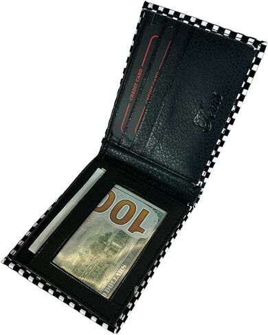 Tem's Collection Faux Leather Bifold Men's Wallet - Black Checkered in Saudi Arabia